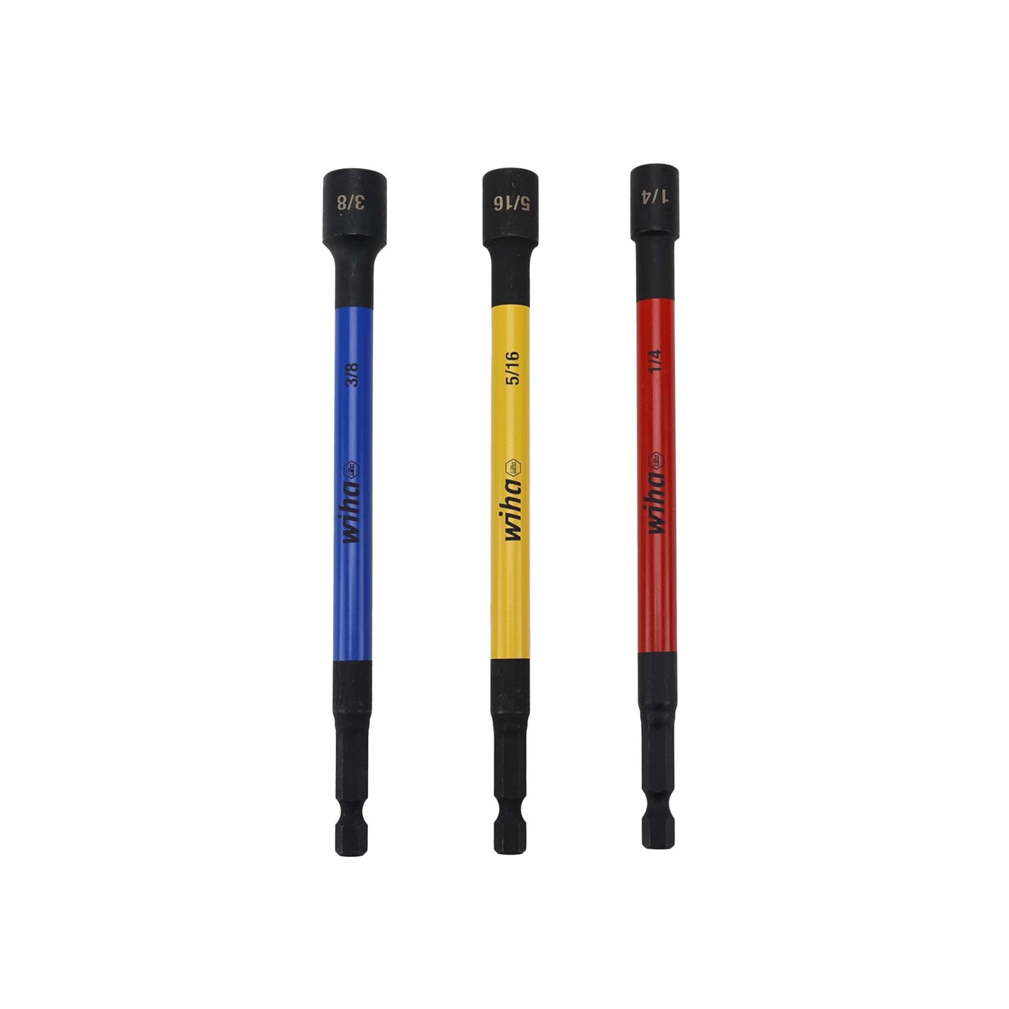 Wiha 70486 Magnetic Nut Setter Set, 6 Piece SAE, Color Coded, 1/4-Inch Hex Drive, Impact Rated