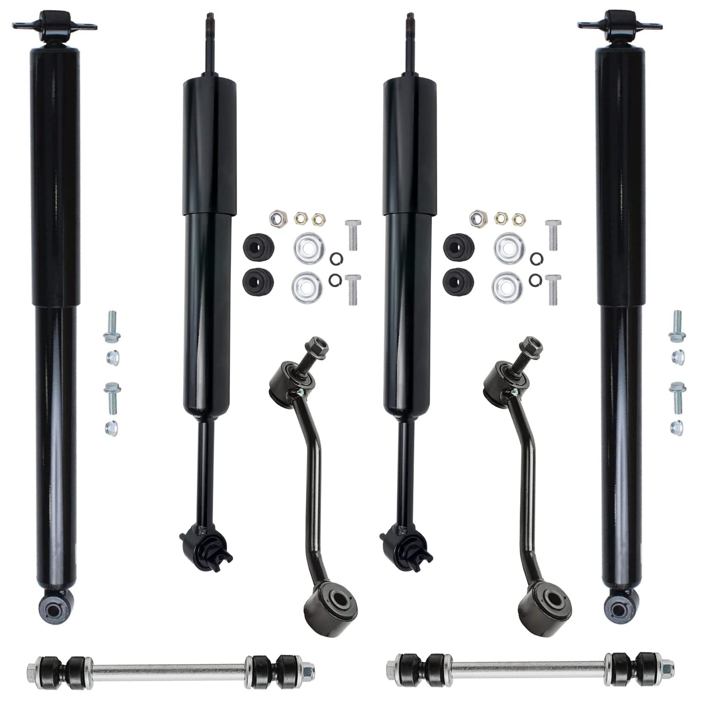 Detroit Axle - Front and Rear Shock Absorbers for 2007-2017 Jeep Wrangler, 2018 Wrangler JK 4 Complete Shock Absorber Assembly 2008 2009 2010 2011 2012 2013 2014 2015 2016 Replacement