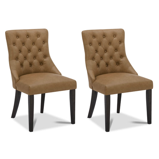 CHITA Modern High Back Dining Room Chairs Set of 2, Farmhouse Upholstered Dining Chairs, Fabric in Linen