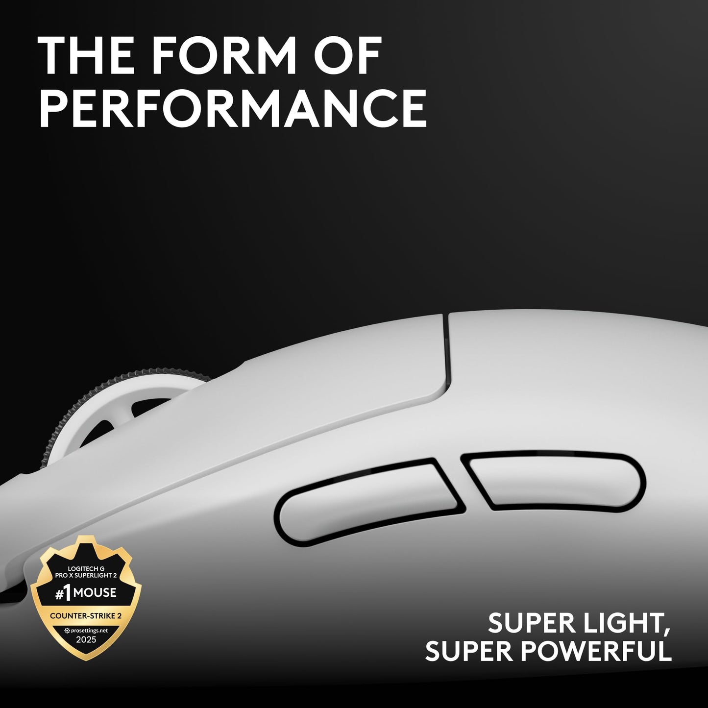 Logitech G PRO X Superlight 2 Wireless Gaming Mouse - Black | 60g, Symmetrical Shape, <8 kHz Polling, 44K DPI, PowerPlay Wireless Charging Supported, USB-C, 5 Buttons, For PC/Mac