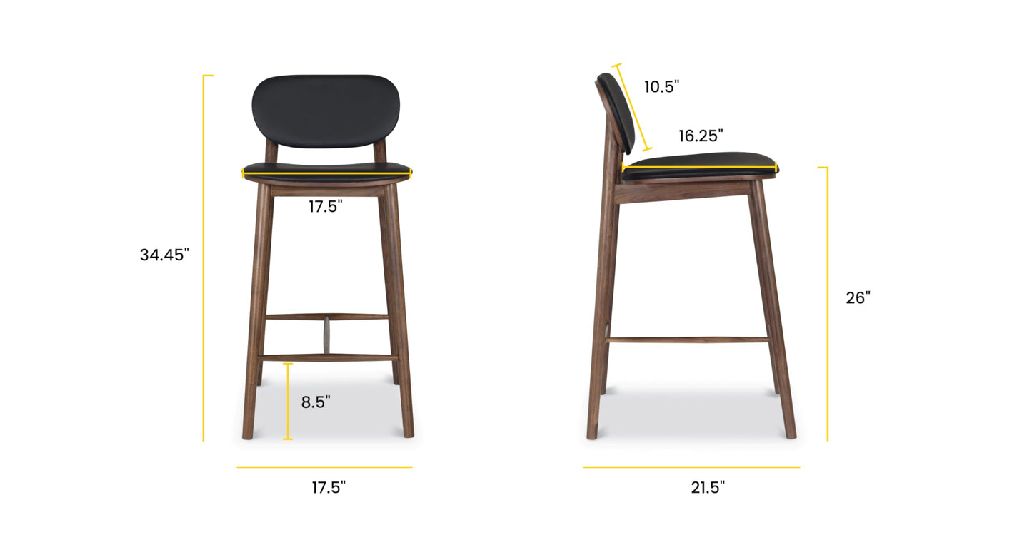 Notello Leather Counter Stool in Oak