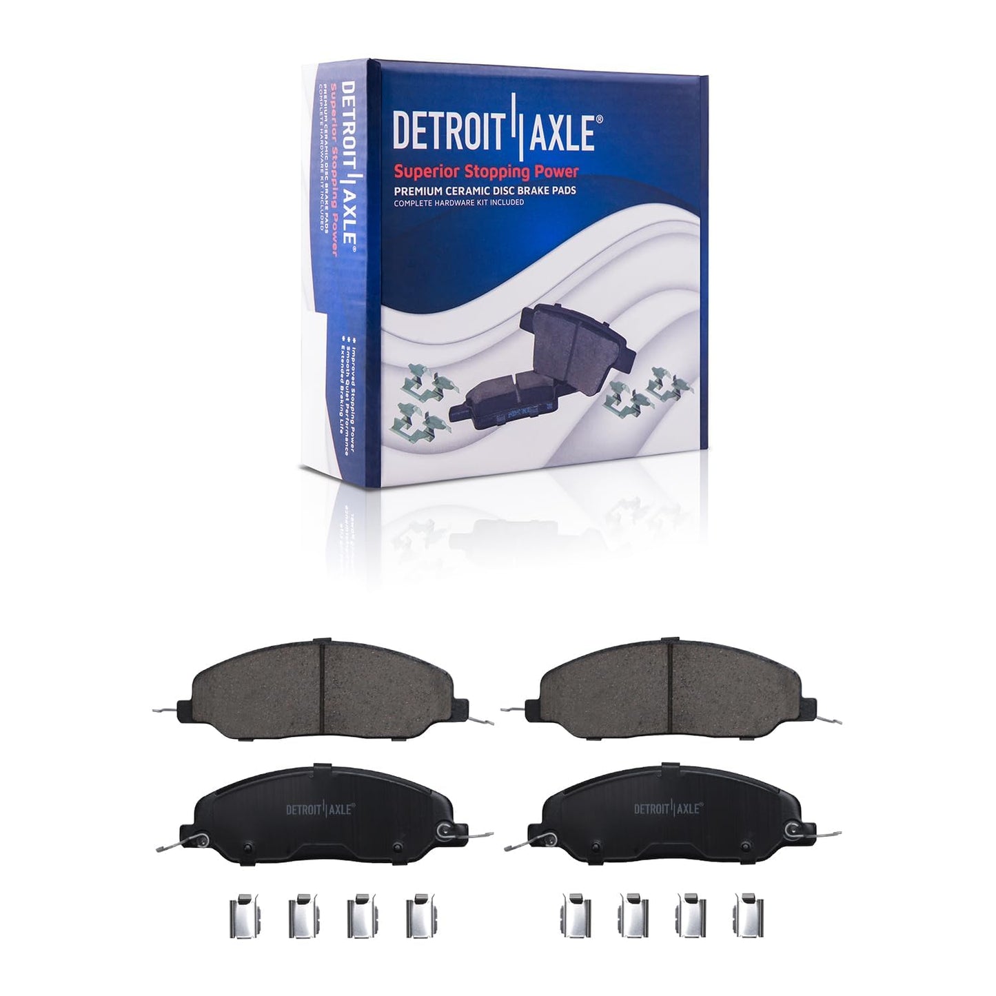 Detroit Axle - Front Brake Kit for 2003-2010 Honda Accord Disc Brake Rotors Ceramic Brakes Pads w/Hardware 2004 2005 2006 2007 2008 2009 Replacement [11.10 inch Rotors]