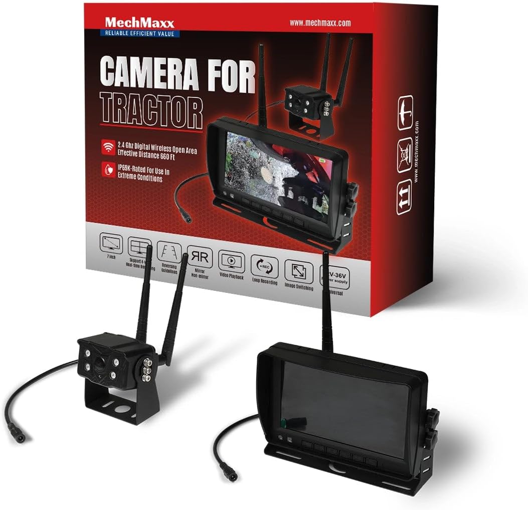 Mechmaxx Farming HD Backup 1080P Camera for Agri Industry 7" LCD
