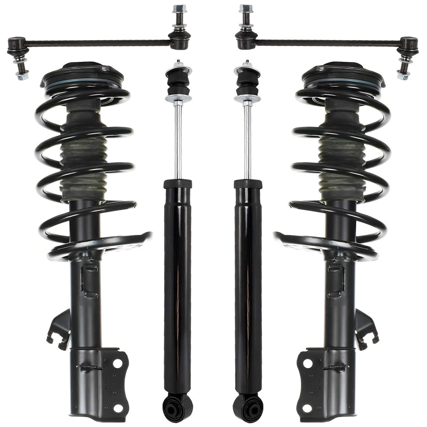 Detroit Axle - 6pc Struts Shocks Kit for 2014-2018 Chevy Silverado 1500 GMC Sierra 1500, 2 Front Struts w/Coil Springs 2 Sway Bars 2 Rear Shock Absorbers 2015 2016 2017 Replacement Suspension