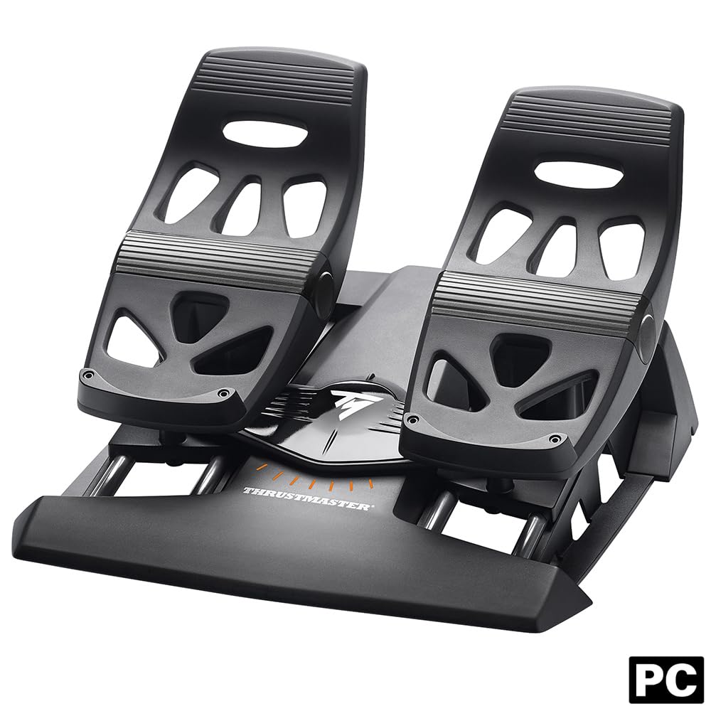 Thrustmaster TFRP Precision Flight Sim Rudder Pedals - PS5, XBOX & PC | self-centering axis, long travel, aluminum rails, differential breaking, for all types of flight, adjustable resistance