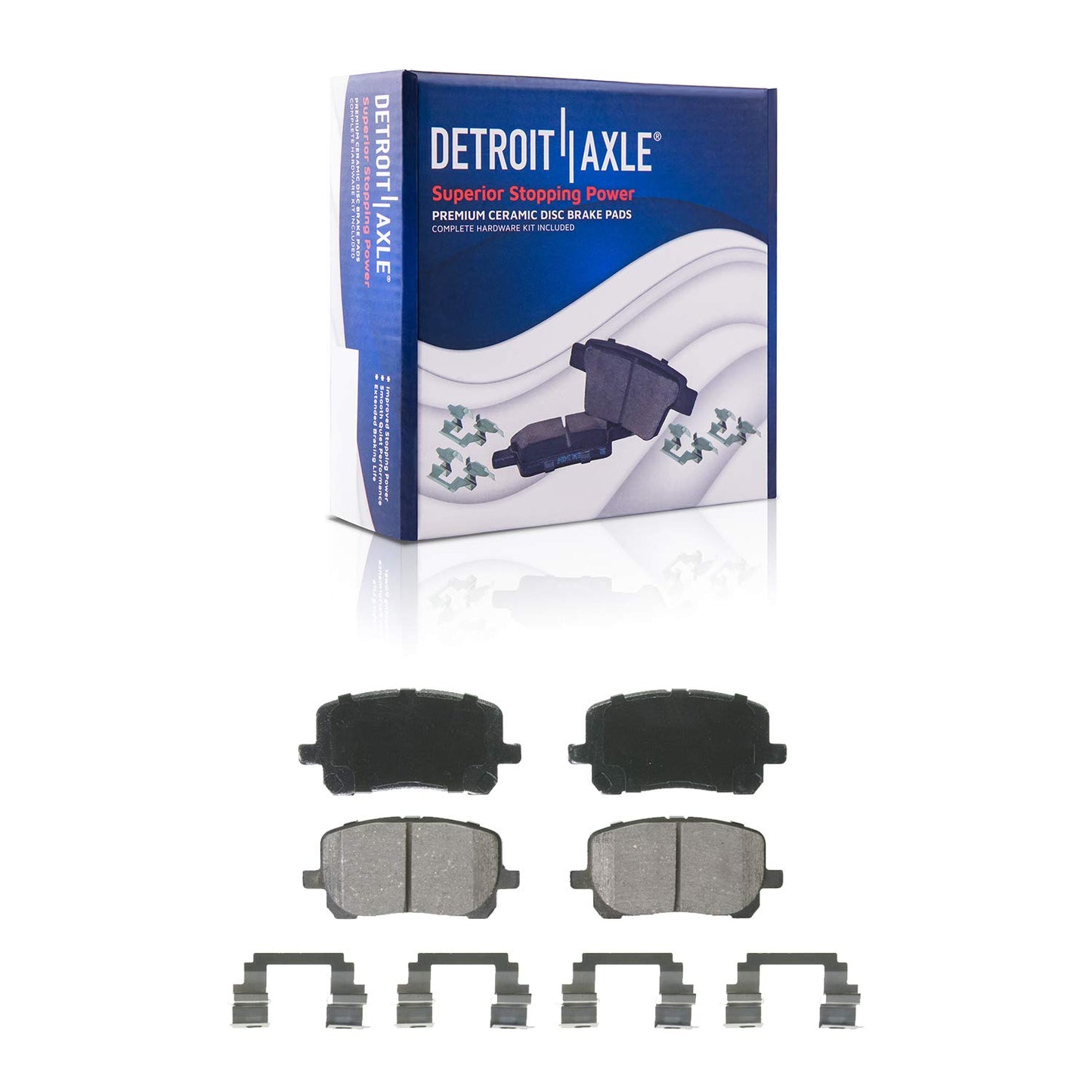 Detroit Axle - Rear Brake Pads for 2019-2024 Chevy Silverado 1500 GMC Sierra 1500, 2021-2024 Tahoe Suburban Yukon XL Cadillac Escalade ESV, Canyon LYRIQ Colorado, Ceramic Brake Pads with Hardware