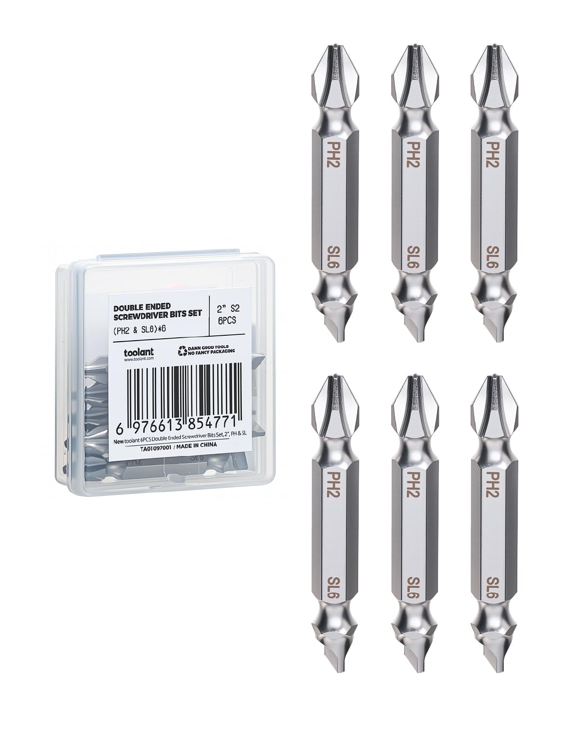 toolant 2 Inch Phillips Bit#2 Magnetic Anti Slip Impact Screwdriver Bits Set(10Pack)