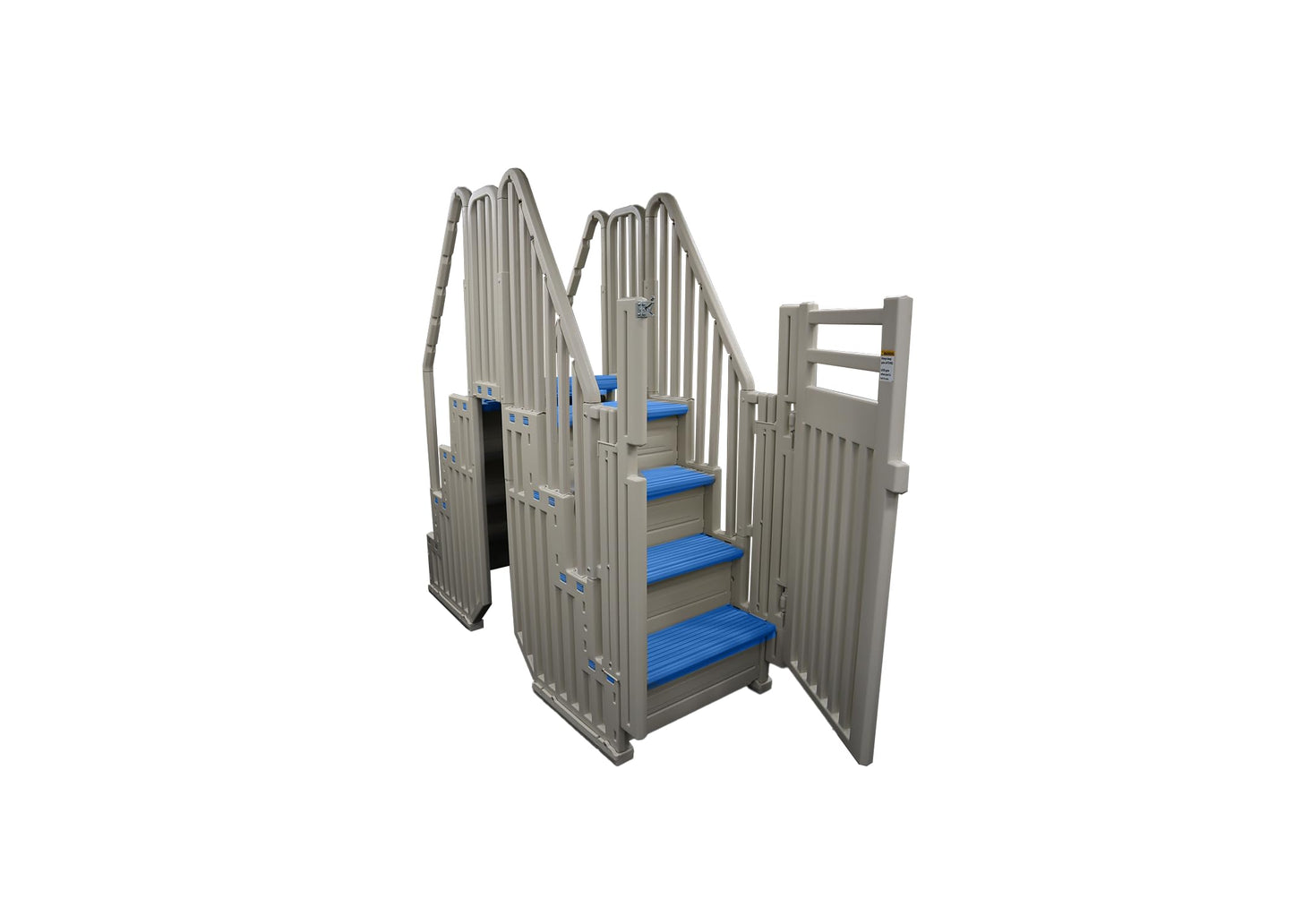 Confer Plastics Step-1X: Sturdy Above Ground Entry System with Dual Handrails and Slip-Resistant Steps, Easy Installation, Supports up to 400 lbs - Proudly Made in USA. Warm Grey with Grey Treads