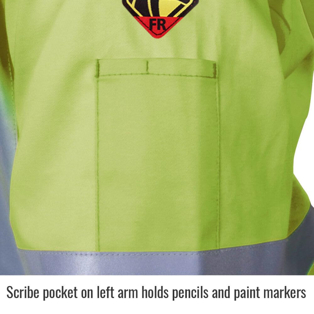 Black Stallion (JF1012) Safety Welding Jacket, 9 oz Flame Resistant Cotton, 2" Silver Reflective Tape, Welder's Collar