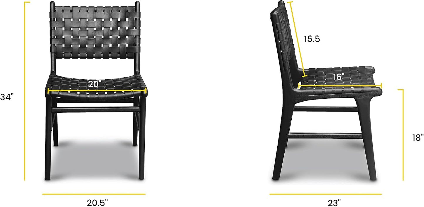 POLY & BARK Banda Teak & Leather Dining Chair in Havana Black