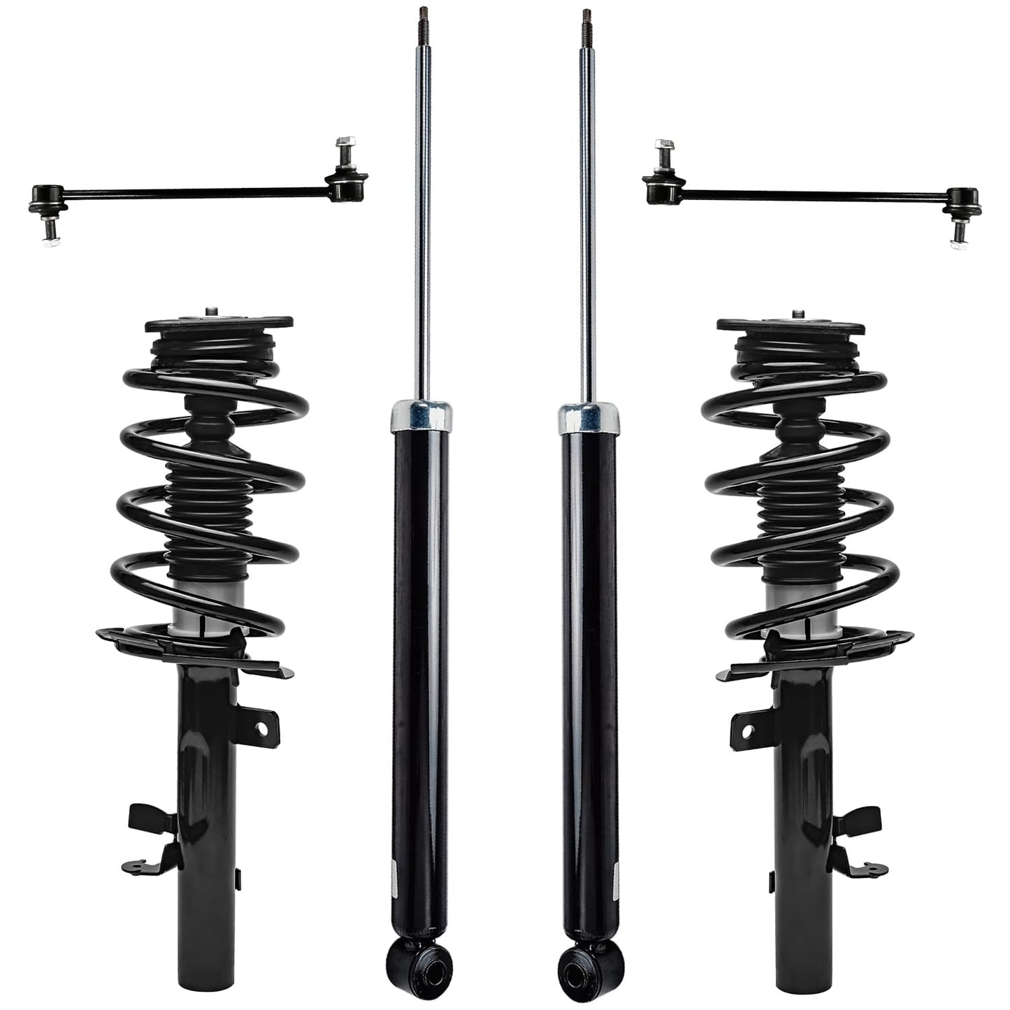 Detroit Axle - 6pc Struts Shocks Kit for 2014-2018 Chevy Silverado 1500 GMC Sierra 1500, 2 Front Struts w/Coil Springs 2 Sway Bars 2 Rear Shock Absorbers 2015 2016 2017 Replacement Suspension