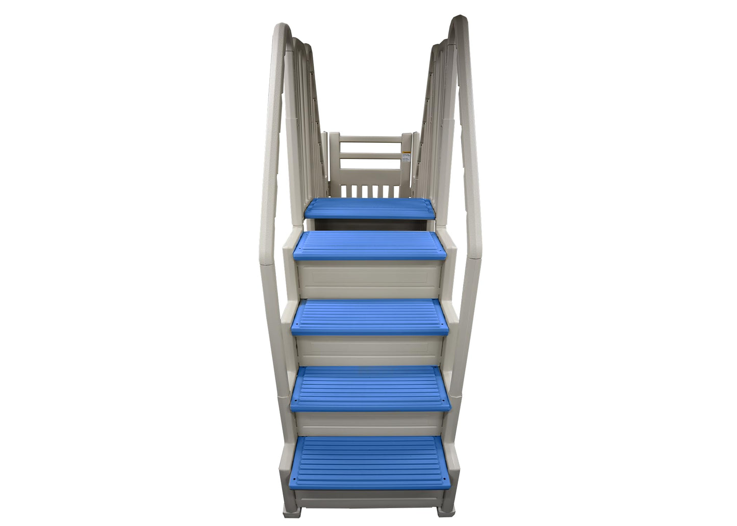 Confer Plastics Step-1X: Sturdy Above Ground Entry System with Dual Handrails and Slip-Resistant Steps, Easy Installation, Supports up to 400 lbs - Proudly Made in USA. Warm Grey with Grey Treads