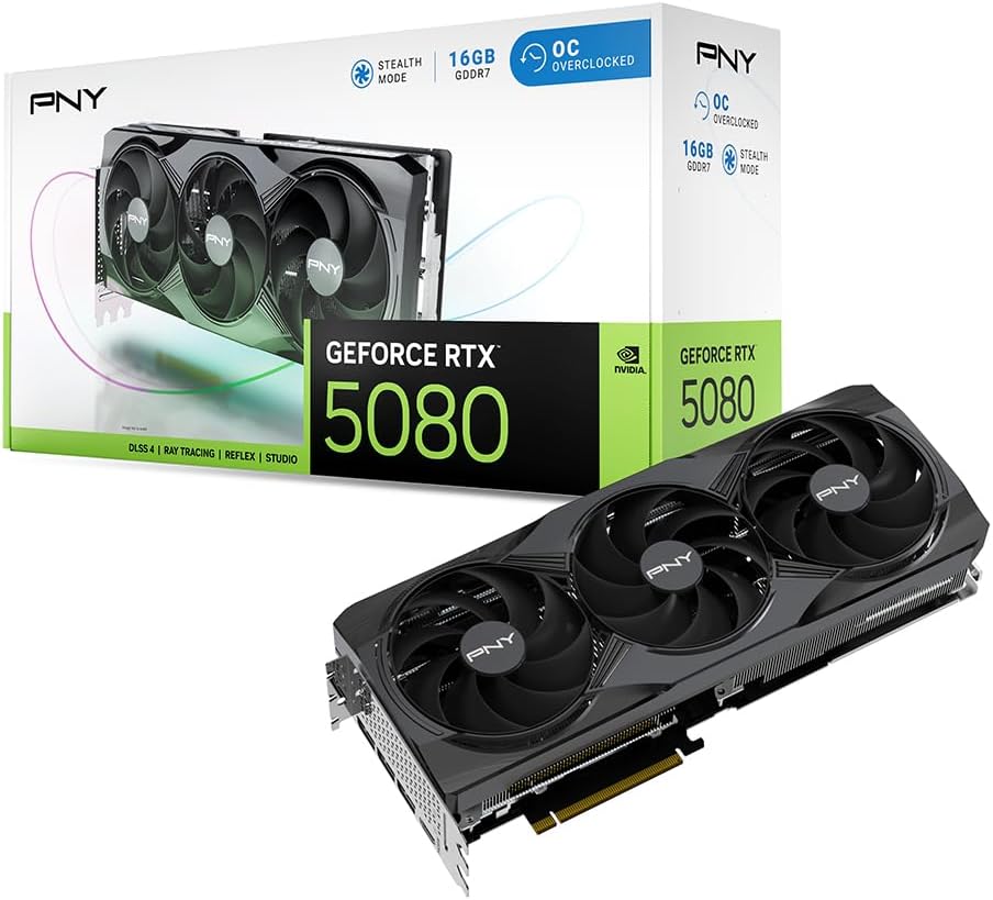 PNY NVIDIA GeForce RTX™ 5080 OC Triple-Fan Graphics Card
