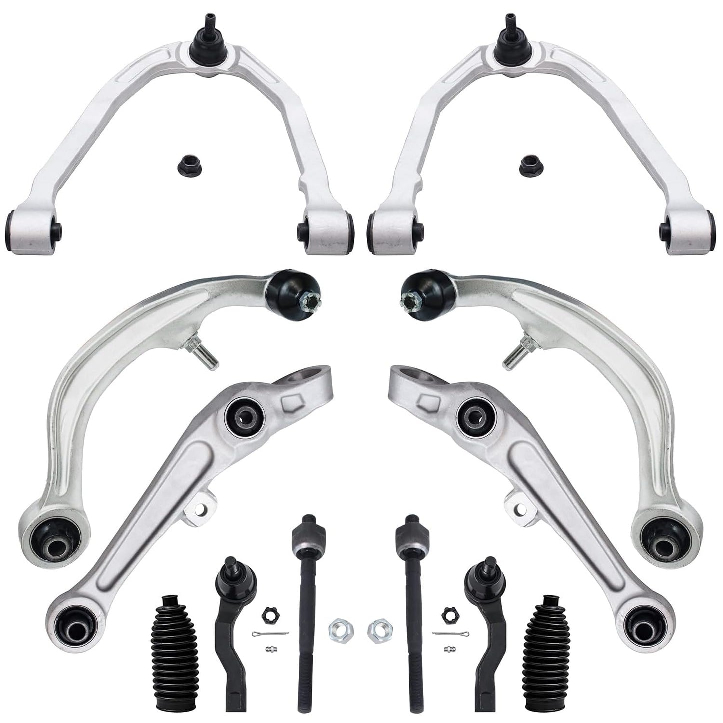 Detroit Axle - 12pc Front End Kit for 07-13 Chevy Silverado 1500 GMC Sierra | Suburban Yukon XL 1500 Tahoe Escalade ESV EXT, 2 Upper Control Arms 2 Sway Bars 4 Tie Rods 2 Lower Ball Joints 2 Boots
