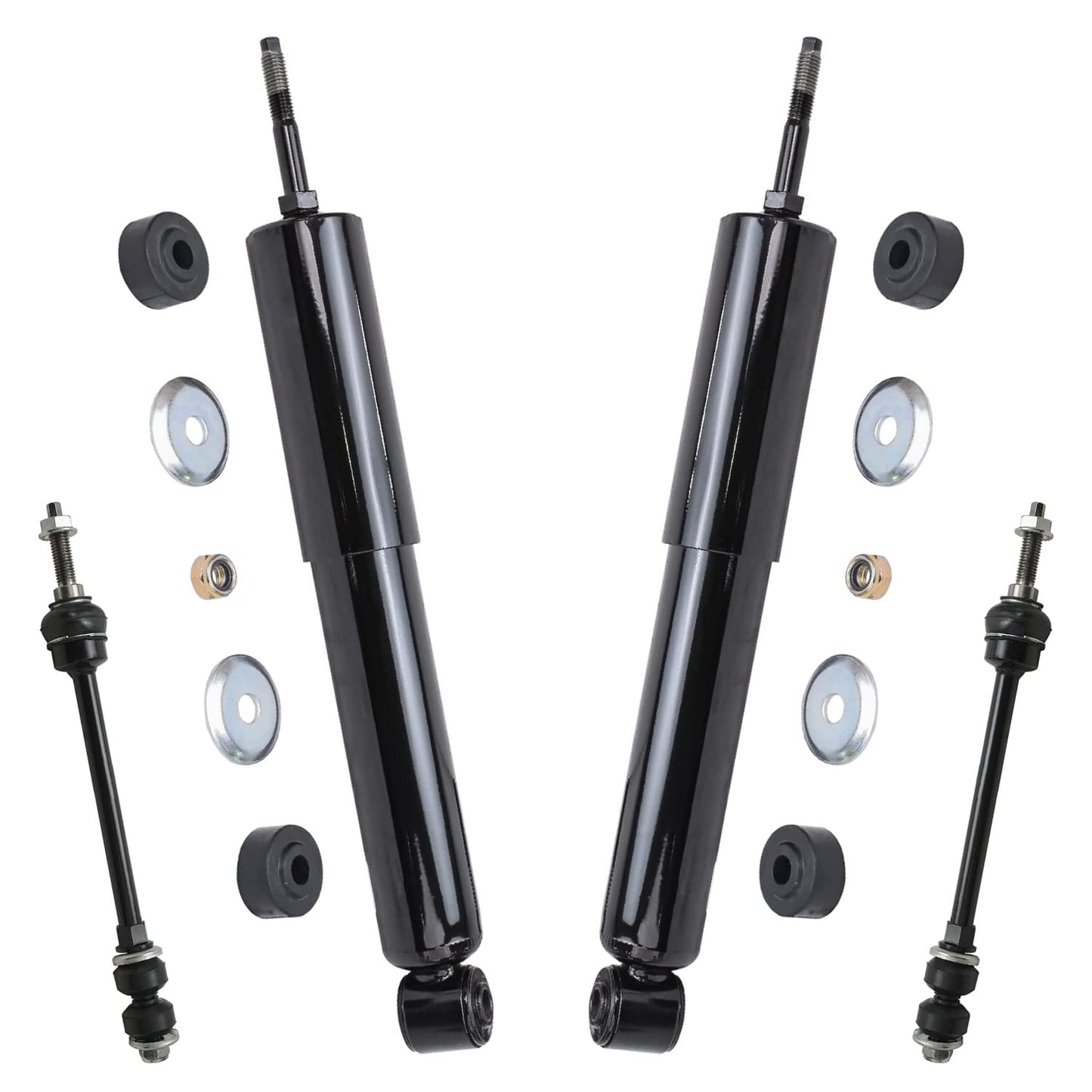 Detroit Axle - Front and Rear Shock Absorbers for 2007-2017 Jeep Wrangler, 2018 Wrangler JK 4 Complete Shock Absorber Assembly 2008 2009 2010 2011 2012 2013 2014 2015 2016 Replacement