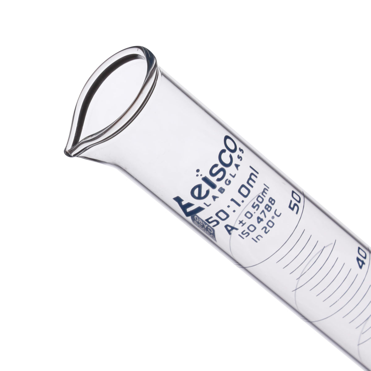 Graduated Cylinder, 100ml - Class A Tolerance ±0.50ml - Round Base - Blue Graduations - Borosilicate 3.3 Glass - Eisco Labs