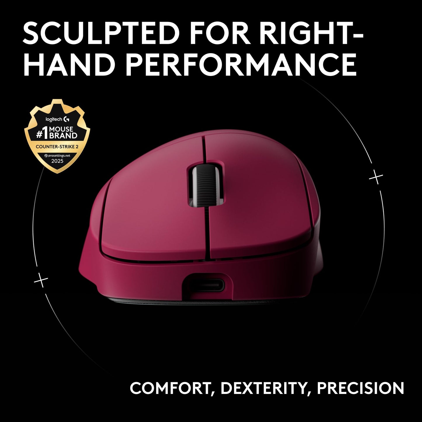 Logitech G PRO X Superlight 2 Wireless Gaming Mouse - Black | 60g, Symmetrical Shape, <8 kHz Polling, 44K DPI, PowerPlay Wireless Charging Supported, USB-C, 5 Buttons, For PC/Mac