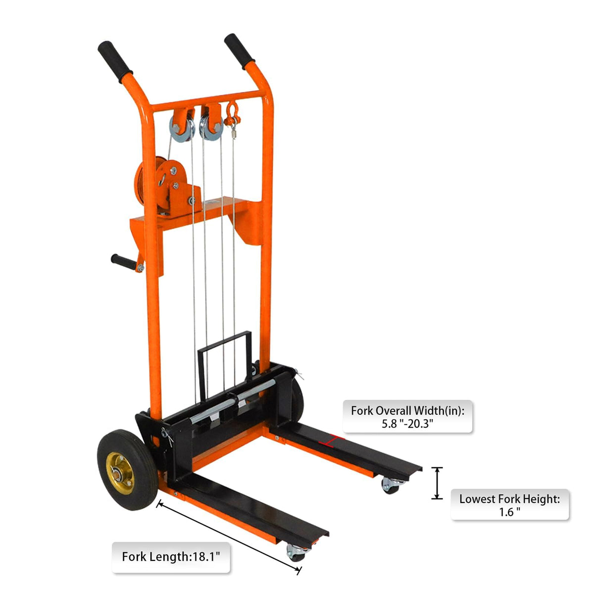 Tory Carrier Winch Stacker, 330 lbs Capacity, 40.5" Lifting Height