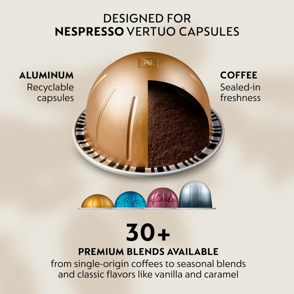 Nespresso Vertuo Pop+ Deluxe Coffee and Espresso Maker by De'Longhi, Black Matte Dark Chrome
