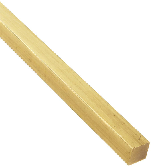 360 Brass Square Bar, Unpolished (Mill) Finish, H02 Temper, ASTM B16, 1/2" Height, 36" Length, OnlineMetals