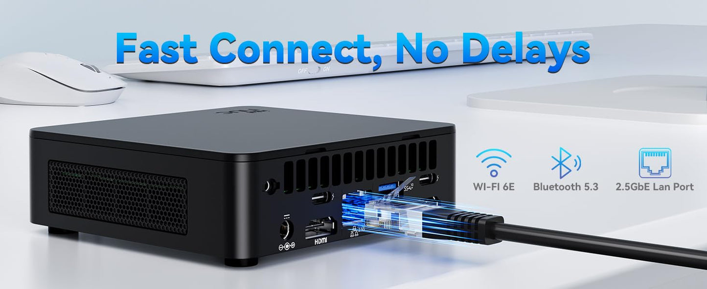 ASUS NUC 13 Pro Slim Mini PC Desktop, Intel Core i5-13420H(4.6GHz) Processor, 16GB RAM, 256GB SSD, 4K Quad Display, USB, HDMI, Thunderbolt, Wi-Fi 6E, Bluetooth, RJ-45, Win11 Pro, MS Office for The Web