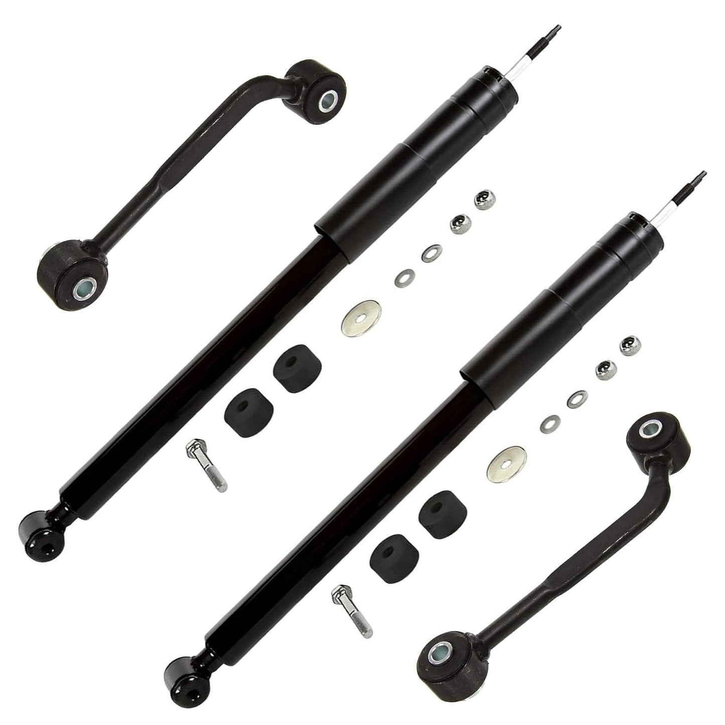 Detroit Axle - Front and Rear Shock Absorbers for 2007-2017 Jeep Wrangler, 2018 Wrangler JK 4 Complete Shock Absorber Assembly 2008 2009 2010 2011 2012 2013 2014 2015 2016 Replacement