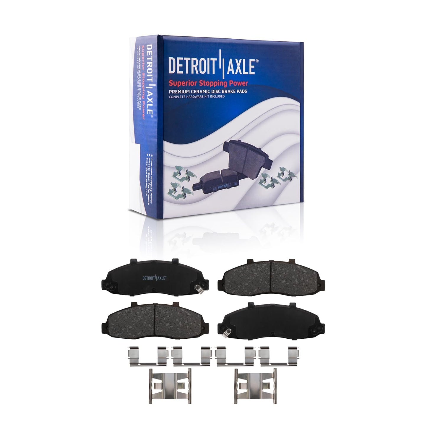 Detroit Axle - Front Brake Kit for Ford 2012-2022F-250 Super Duty, 2013-2022 F-350 Super Duty, 2013-2016 F-450 Super Duty, 14.29" inch Drilled and Slotted Disc Brake Rotors Ceramic Brakes Pads