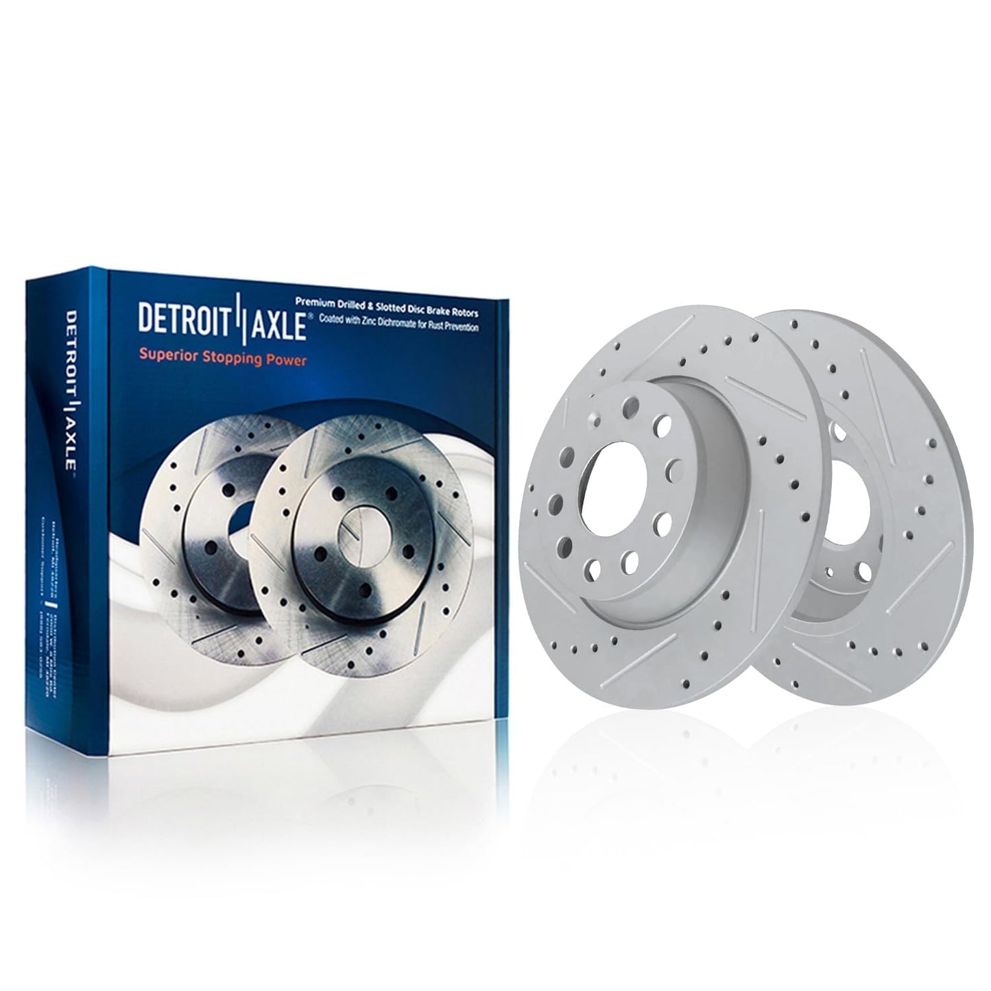 Detroit Axle - 4WD Brake Kit for 2012-2022 Ford F-250 Super Duty 2013-2022 F-350 Super Duty, 14.29" inch Front Rear Drilled Slotted Brake Rotors Ceramic Brakes Pads Replacement