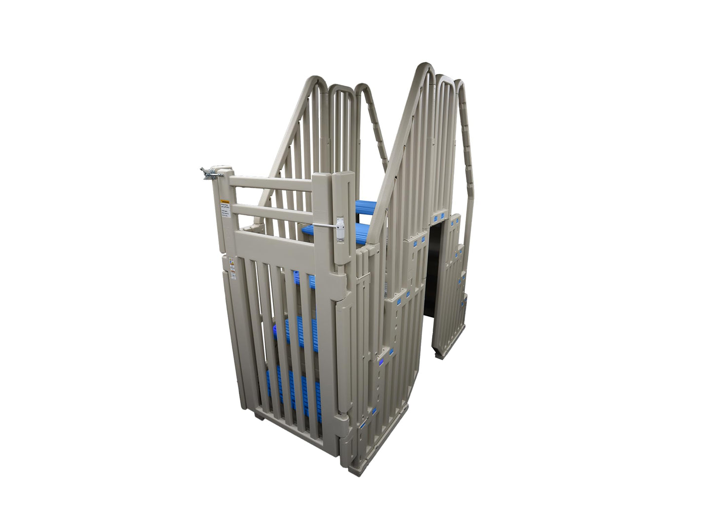 Confer Plastics Step-1X: Sturdy Above Ground Entry System with Dual Handrails and Slip-Resistant Steps, Easy Installation, Supports up to 400 lbs - Proudly Made in USA. Warm Grey with Grey Treads