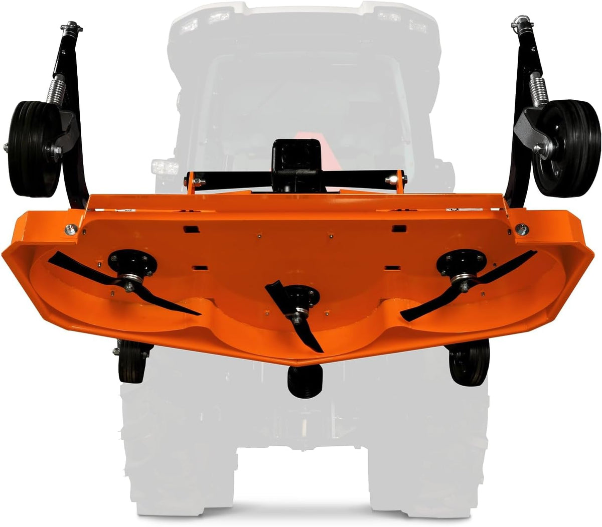 3 Point PTO 60'' Working Width Finish Mower Attachment for 18-50hp Tractor, Category 1 Hitch, 4-Tires, 0.4'' - 4.5'' Adjustable Cutting Height, Model FM150