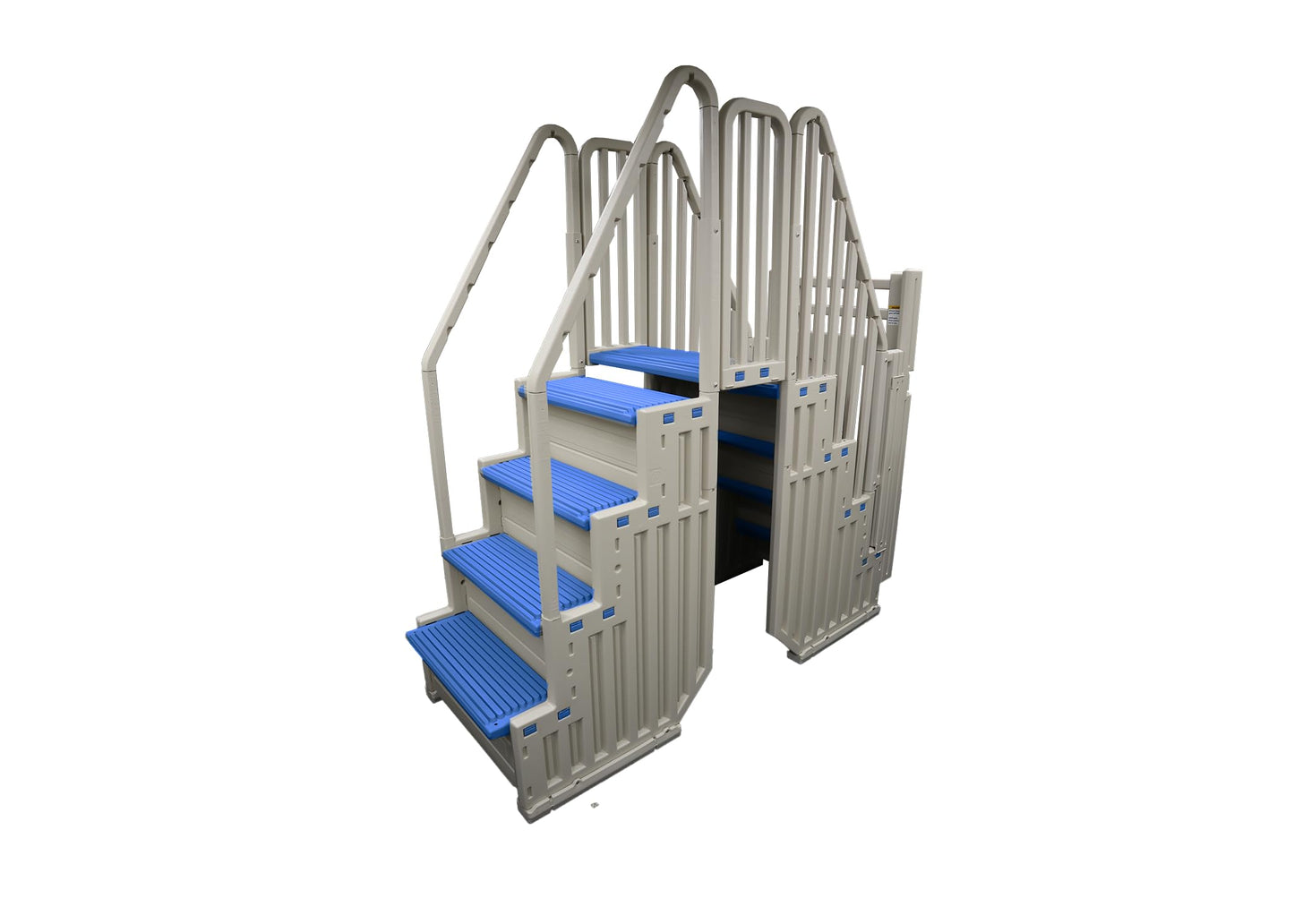 Confer Plastics Step-1X: Sturdy Above Ground Entry System with Dual Handrails and Slip-Resistant Steps, Easy Installation, Supports up to 400 lbs - Proudly Made in USA. Warm Grey with Grey Treads