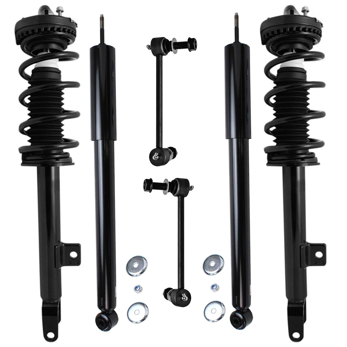 Detroit Axle - 6pc Struts Shocks Kit for 2014-2018 Chevy Silverado 1500 GMC Sierra 1500, 2 Front Struts w/Coil Springs 2 Sway Bars 2 Rear Shock Absorbers 2015 2016 2017 Replacement Suspension