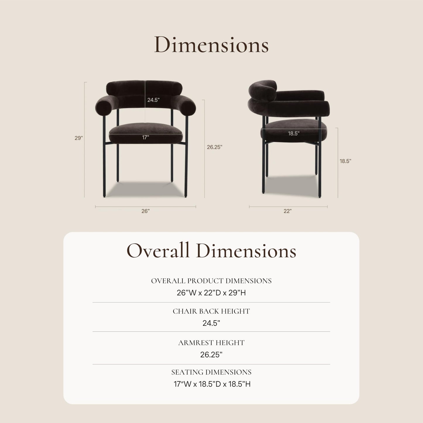 Poly & BARK Bolus Dining Chair – Ganache Brown Upholstered Accent Chair with Wood Legs – Refined Silhouette for Dining Room, Kitchen or Breakfast Nook – Arrives Fully Assembled
