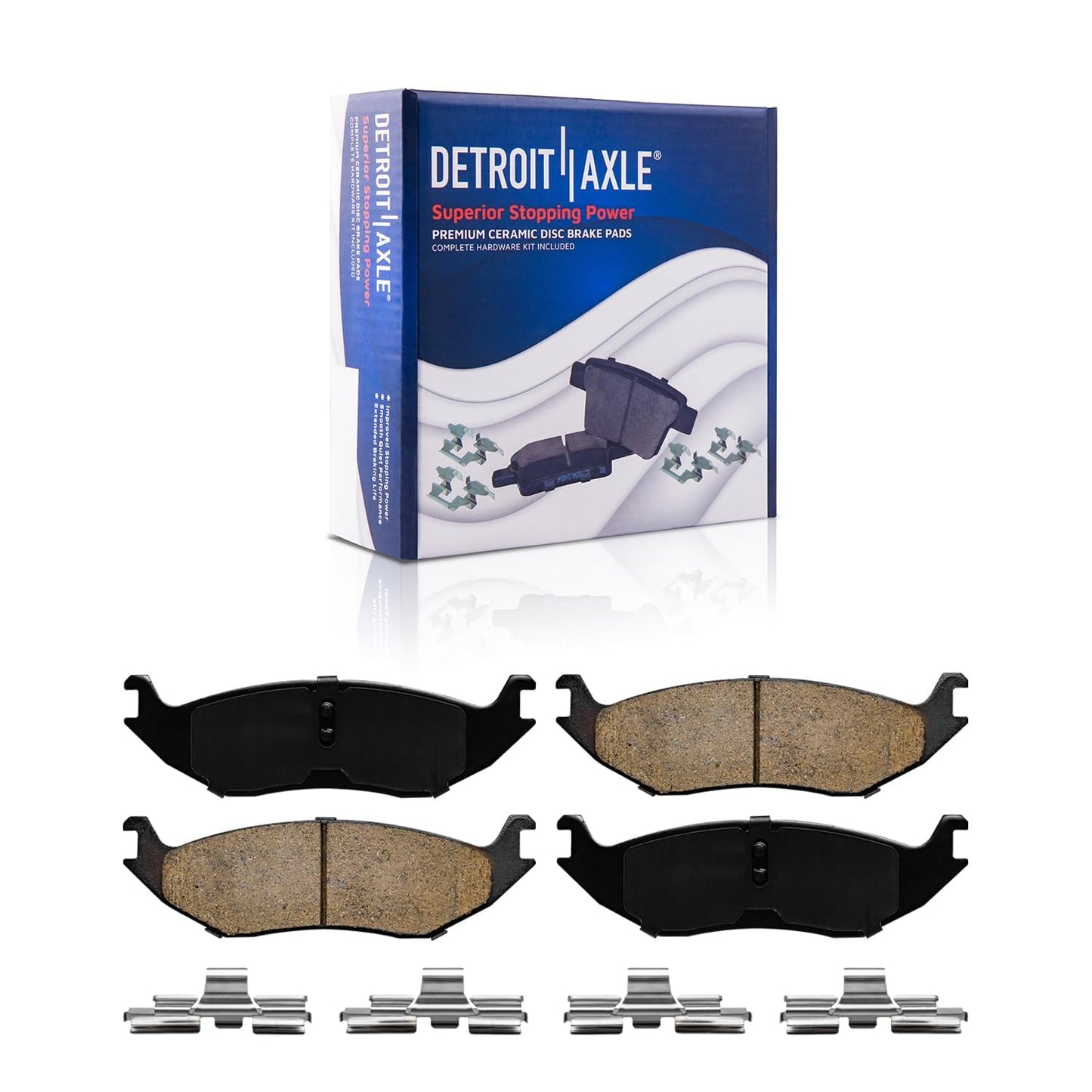 Detroit Axle - Front Brake Kit for Chevy GMC Silverado Suburban Sierra Savana Express 1500 Tahoe Yukon XL Cadillac Escalade ESV EXT Drilled Slotted Disc Brake Rotors Ceramic Brakes Pads Replacement