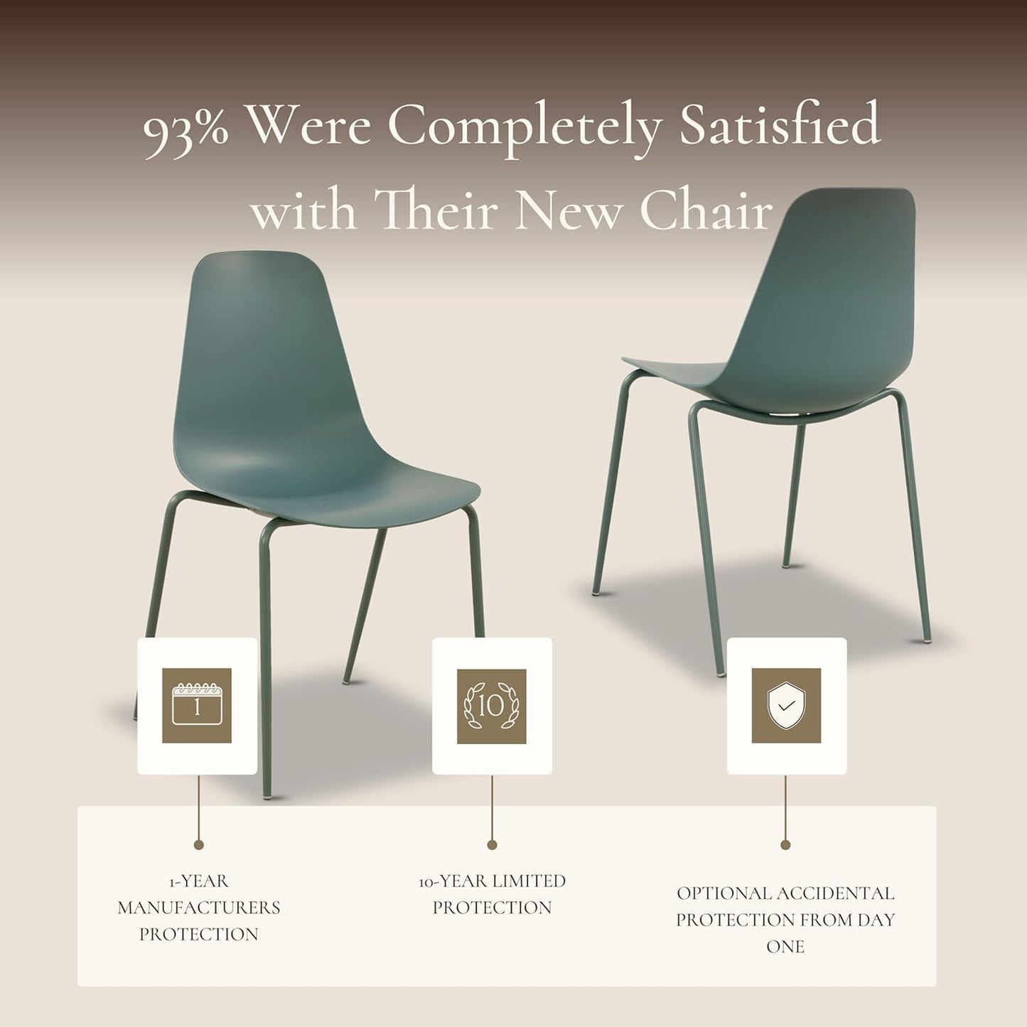 POLY & BARK Isla Modern Dining Chairs Set of 4 – Mid Century Modern Plastic Dining Chair with Metal Legs – Kitchen & Dining Room Chairs – Indoor/Outdoor – White
