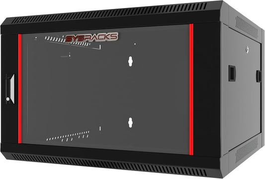 Sysracks 6U Wall Mount Server Rack Cabinet, 19” Network Enclosure, 24” Deep, Locking Glass Door, Custom-Ready IT Rack