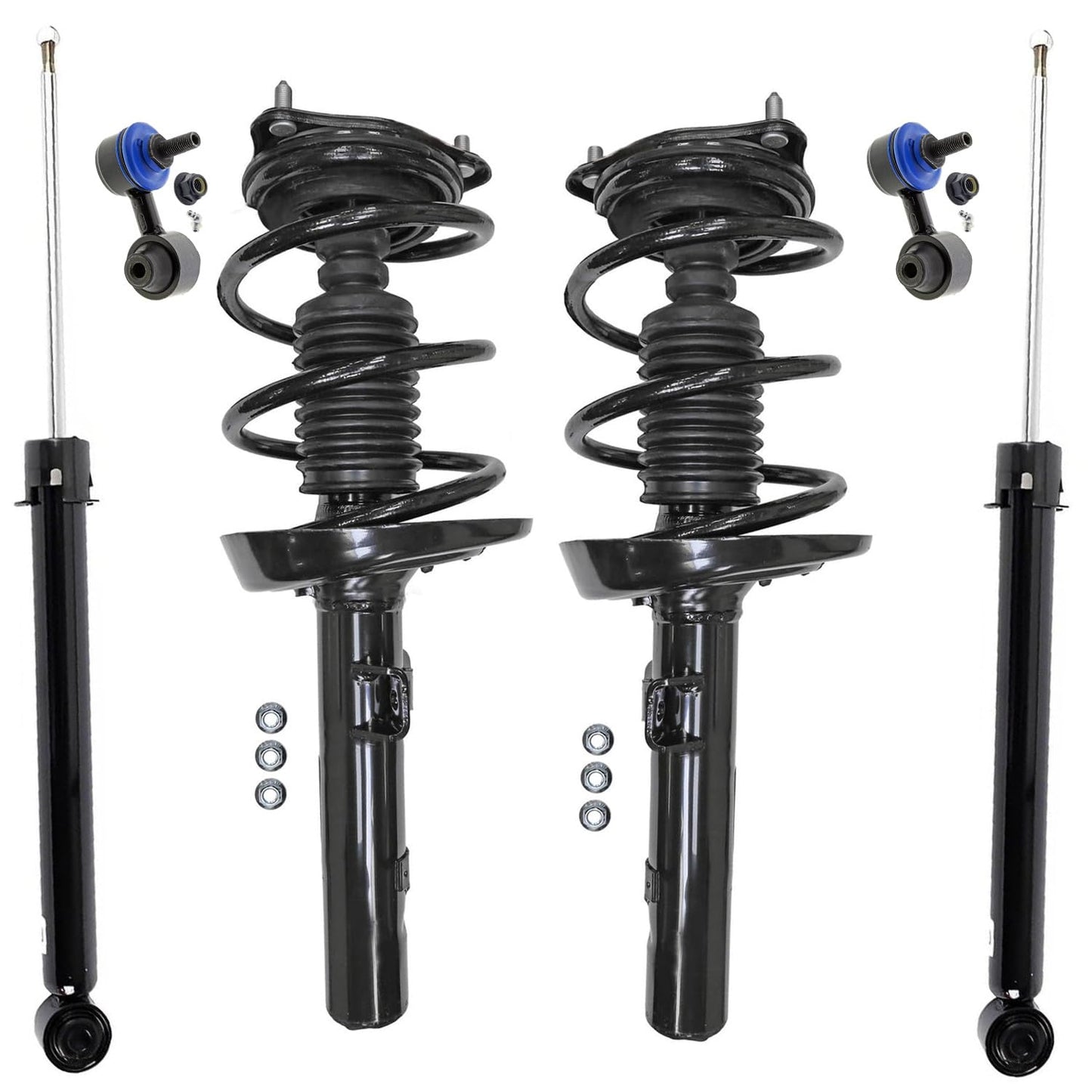 Detroit Axle - 6pc Struts Shocks Kit for 2014-2018 Chevy Silverado 1500 GMC Sierra 1500, 2 Front Struts w/Coil Springs 2 Sway Bars 2 Rear Shock Absorbers 2015 2016 2017 Replacement Suspension