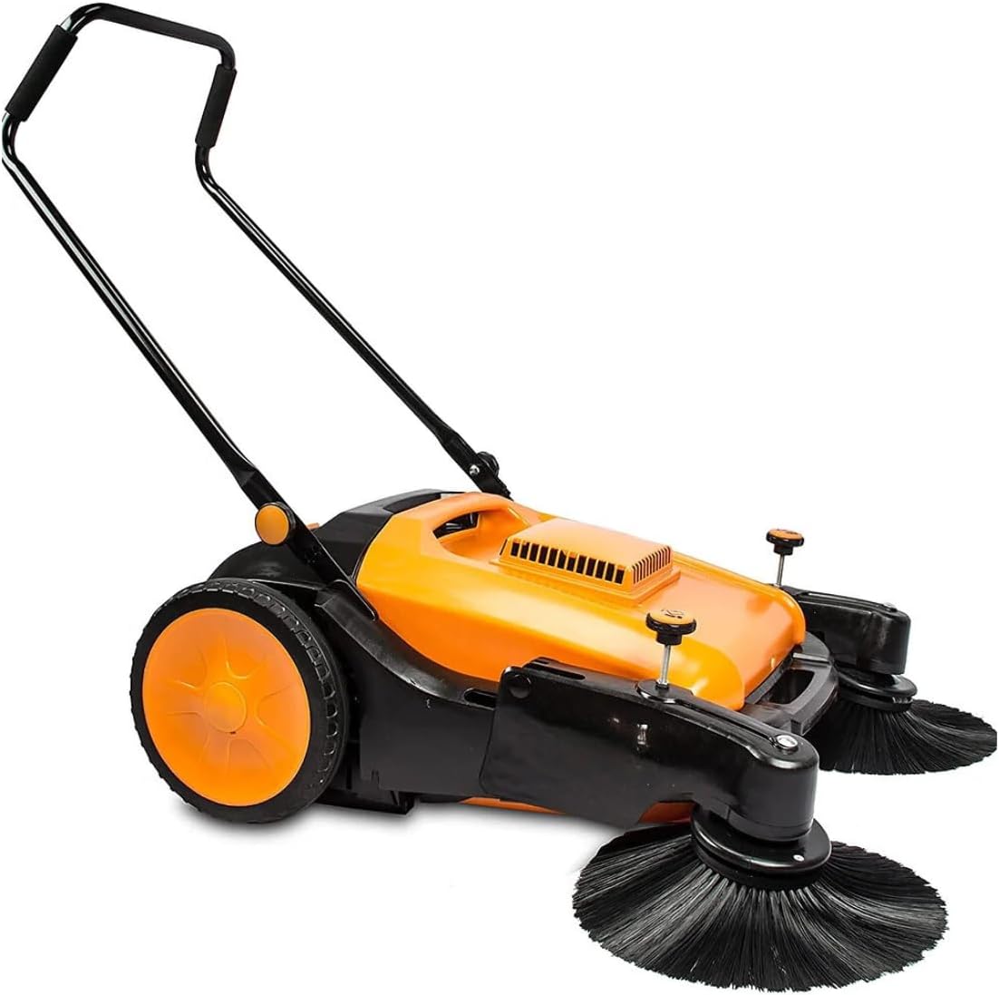 RT980S 38" Outdoor and Indoor Manual Push Floor Sweeper with Triple Brushes, 12-gal Waste Container, 38,000 Square Feet per Hour, Walk-Behind Industrial and Commercial Floor Sweeper