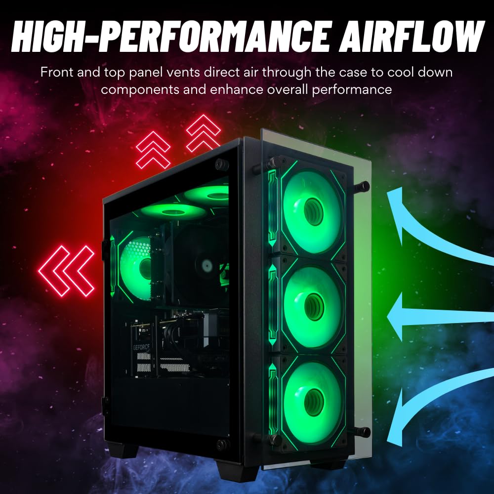 Stratos Micro RTX 5060 TI 8GB, 20-Core Intel Ultra 7 265KF, 32GB DDR5 RAM, 1TB NVMe SSD, Gaming Desktop PC w/Windows 11 Pro, 3-Year Warranty, RGB Keyboard+Mouse, Internal Wi-Fi 6E, 3X DP & HDMI
