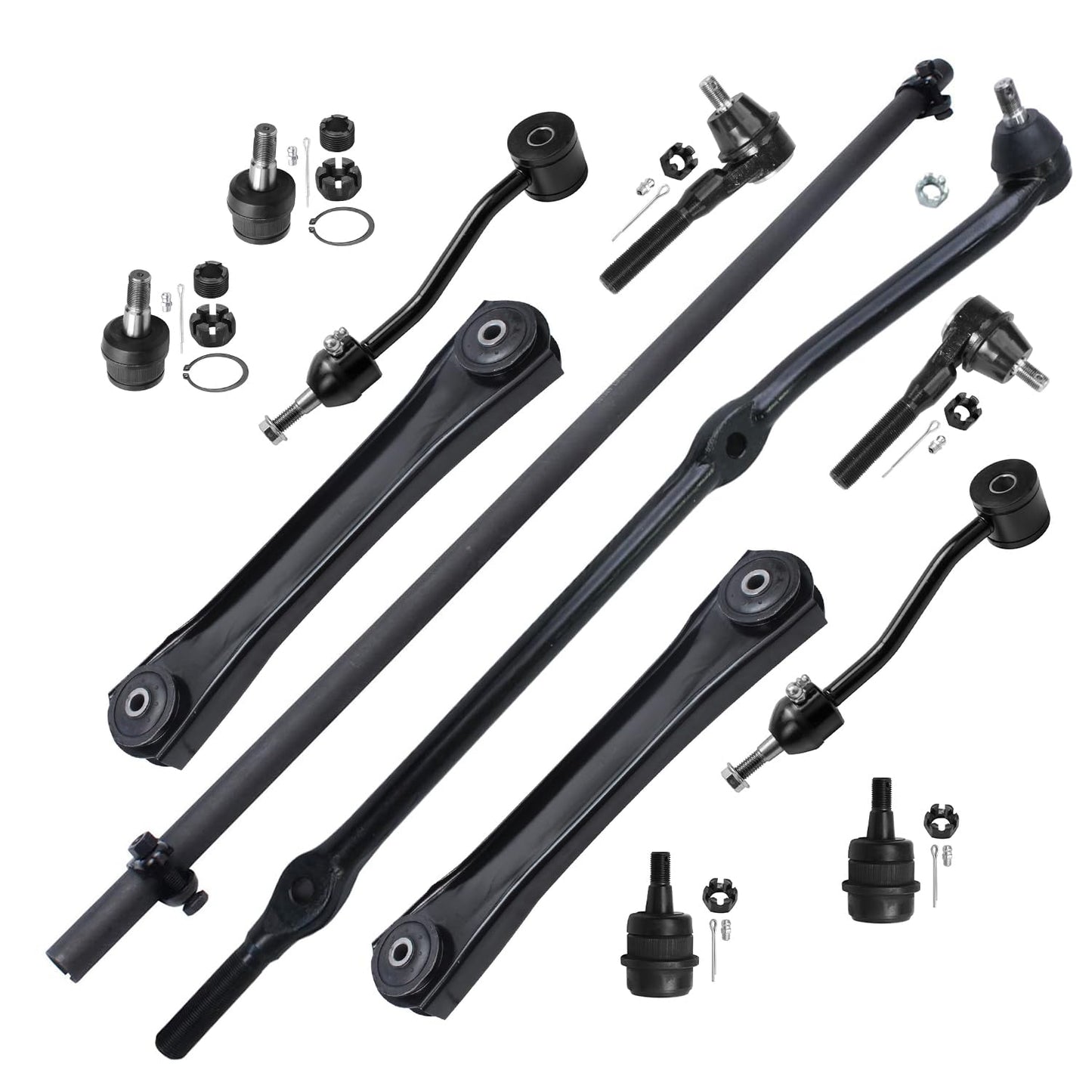 Detroit Axle - 12pc Front End Kit for 07-13 Chevy Silverado 1500 GMC Sierra | Suburban Yukon XL 1500 Tahoe Escalade ESV EXT, 2 Upper Control Arms 2 Sway Bars 4 Tie Rods 2 Lower Ball Joints 2 Boots
