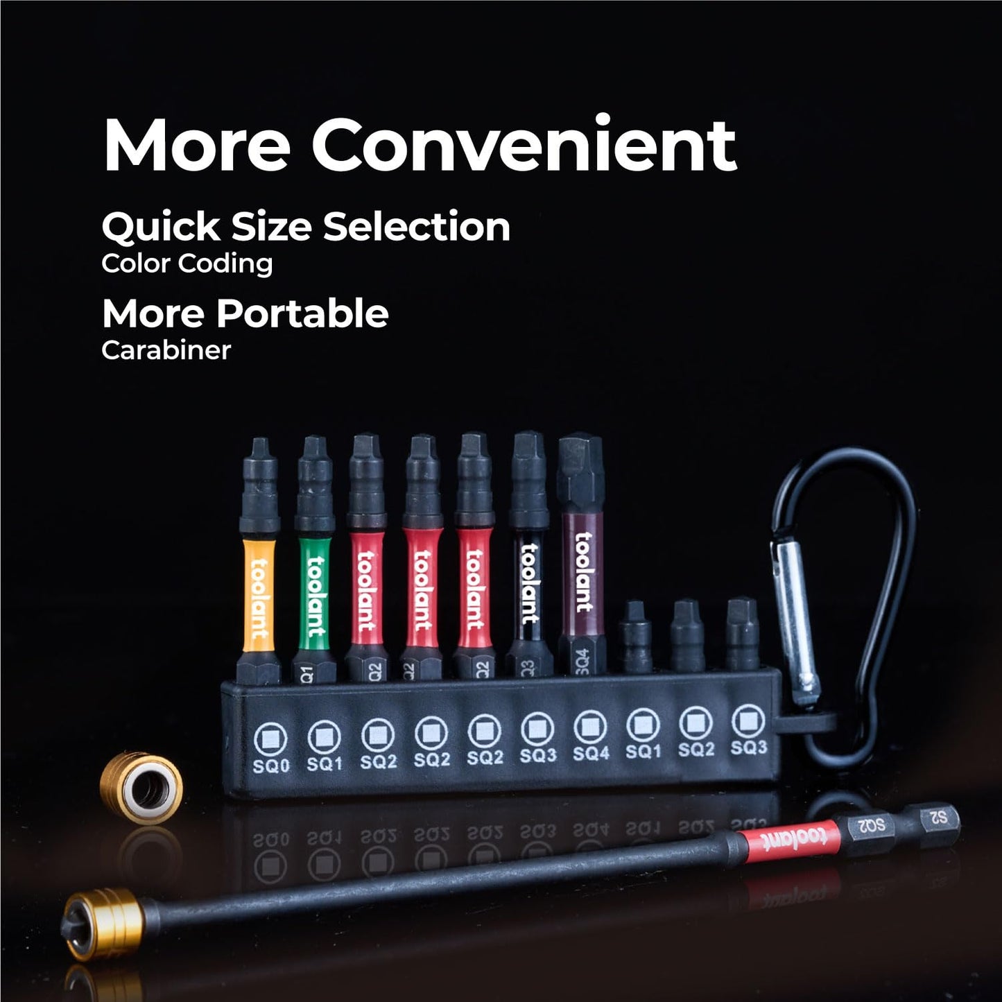 toolant Square Drive Bit Set, Square Impact Driver bits S2 Steel, Robertson Driver Bits Magnetic CNC Tips, Square 2 Impact Bit 1/4" Hex-Shank with Storage Box, 10pcs SQ2 2" Long