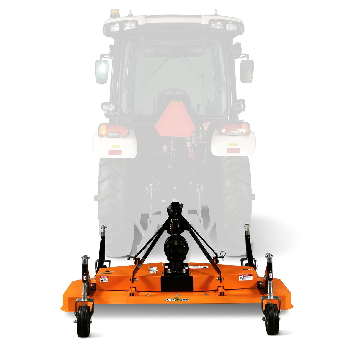 3 Point PTO 60'' Working Width Finish Mower Attachment for 18-50hp Tractor, Category 1 Hitch, 4-Tires, 0.4'' - 4.5'' Adjustable Cutting Height, Model FM150