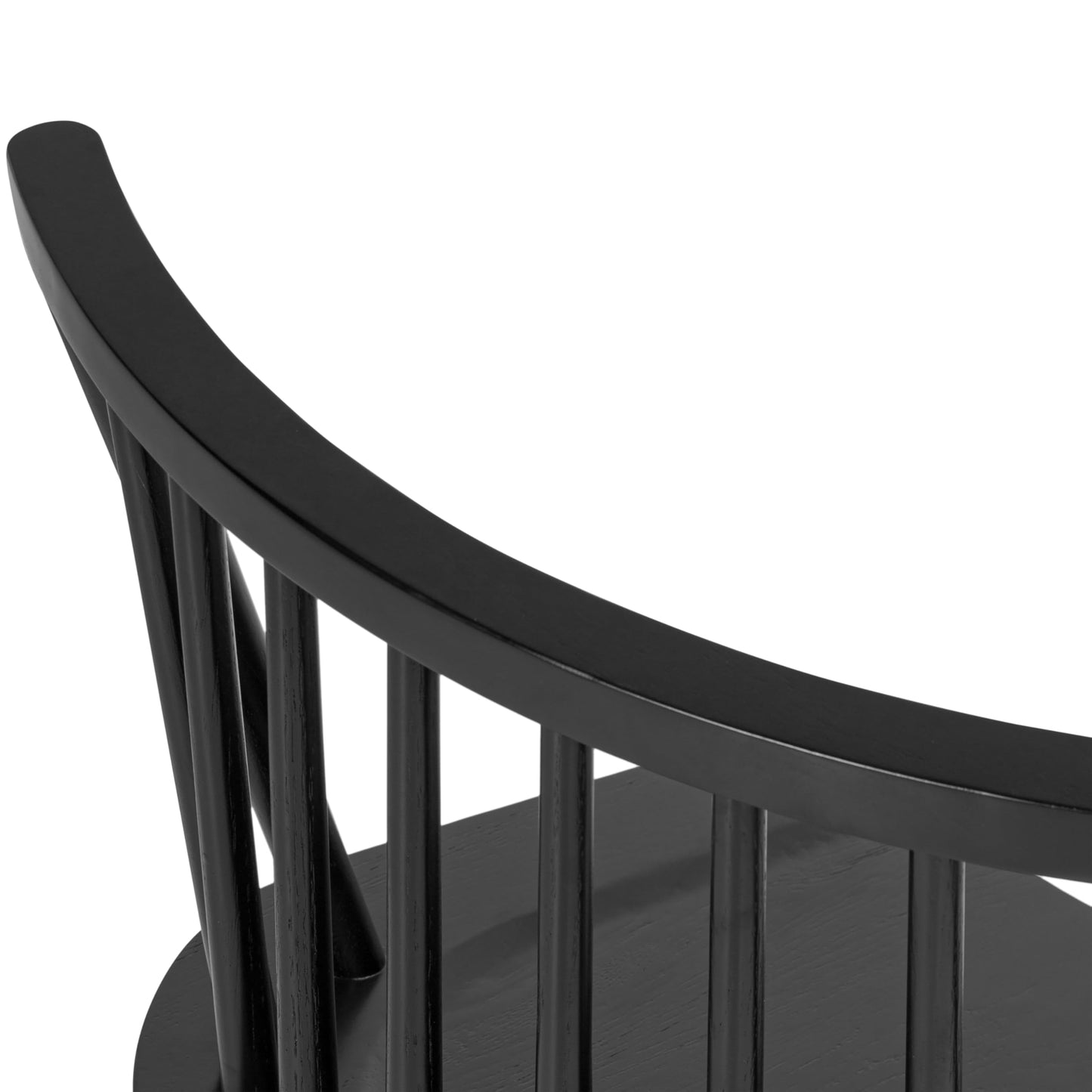 Poly & BARK Ligna Counter Stool in Black – Mid-Century Inspired Stool with Sculpted Spindle Back – Solid American Oak Frame and Engineered Wood Veneered Seat – Fully Assembled and Ready to Use