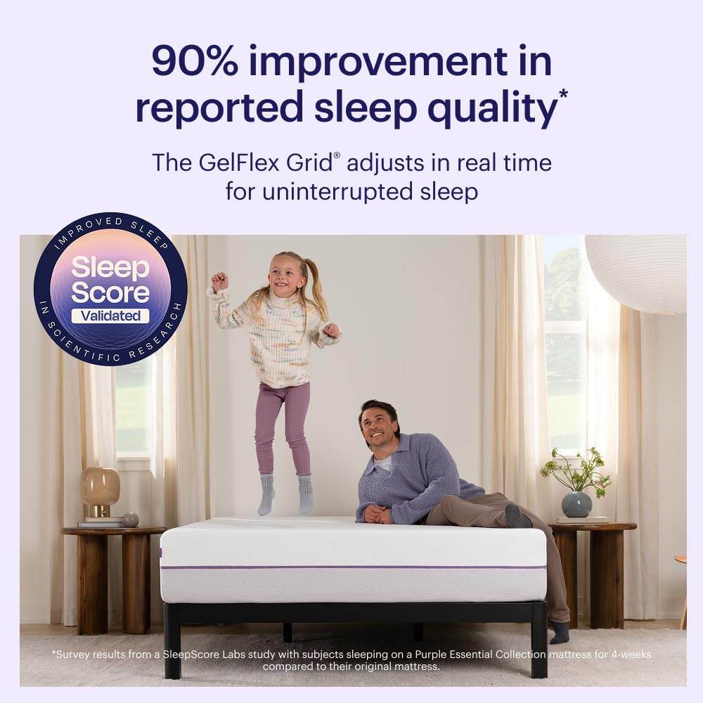 Purple Mattress – Full, 9.25" GelFlex Grid, Better Than Memory Foam, Pressure Relief, Temperature Neutral, Breathable, Motion Isolation, Made in USA
