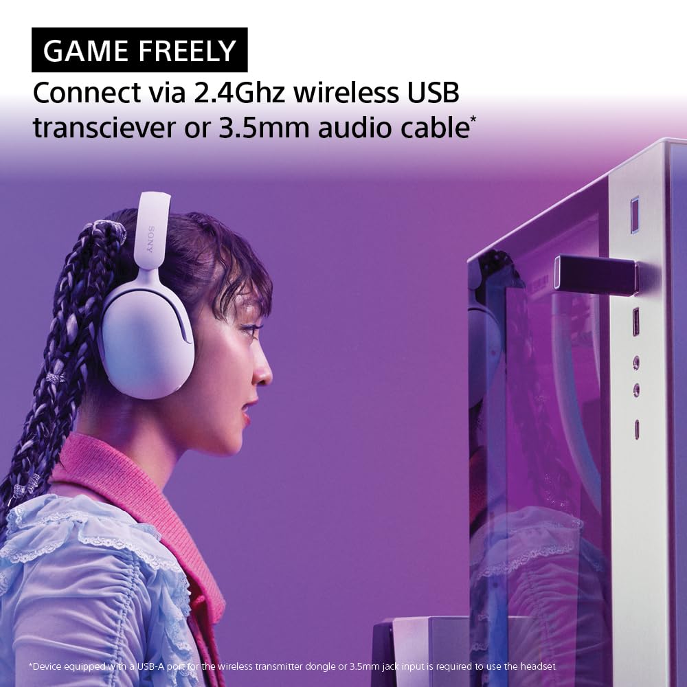 Sony INZONE H5 Wireless Over-Ear Gaming Headset PS5 Headphones, White | Plug & Play, Personalized 360 Spatial Sound, For PC/PS5/Console, 28 Hr Battery, 2.4Ghz Wireless and 3.5mm Audio Jack