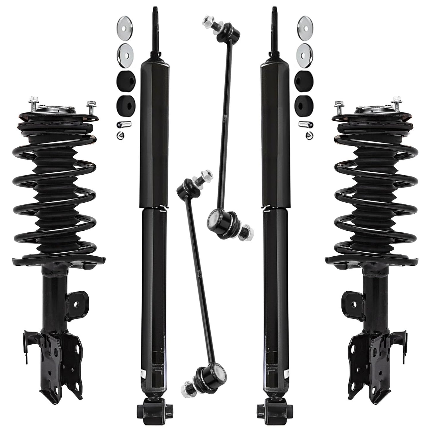 Detroit Axle - 6pc Struts Shocks Kit for 2014-2018 Chevy Silverado 1500 GMC Sierra 1500, 2 Front Struts w/Coil Springs 2 Sway Bars 2 Rear Shock Absorbers 2015 2016 2017 Replacement Suspension
