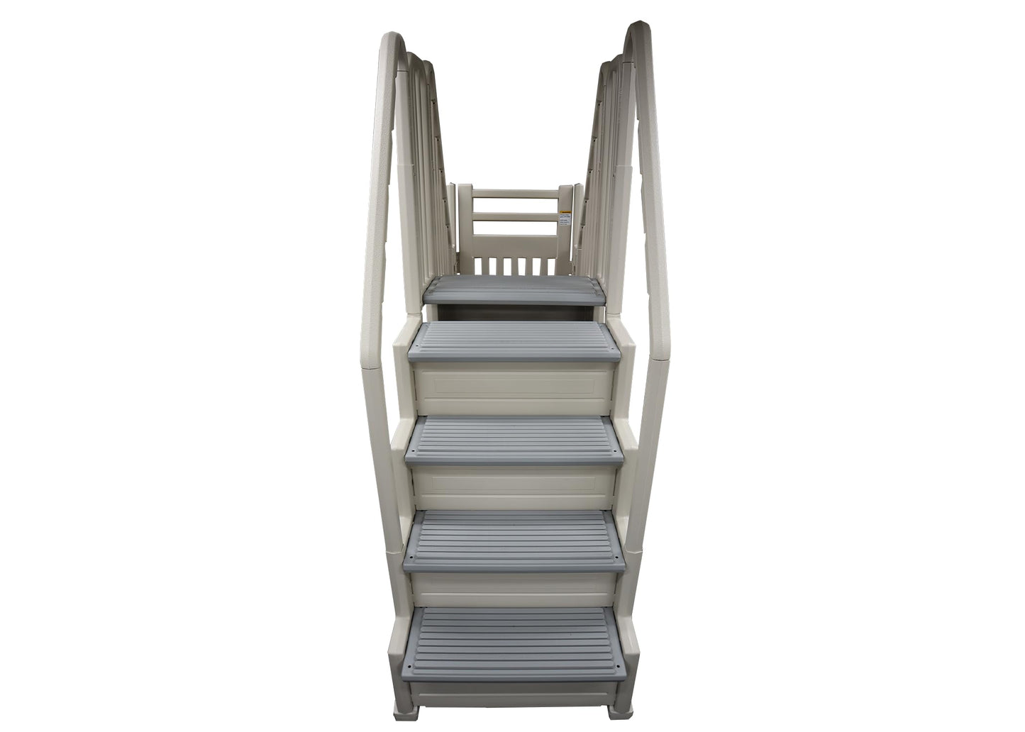 Confer Plastics Step-1X: Sturdy Above Ground Entry System with Dual Handrails and Slip-Resistant Steps, Easy Installation, Supports up to 400 lbs - Proudly Made in USA. Warm Grey with Grey Treads
