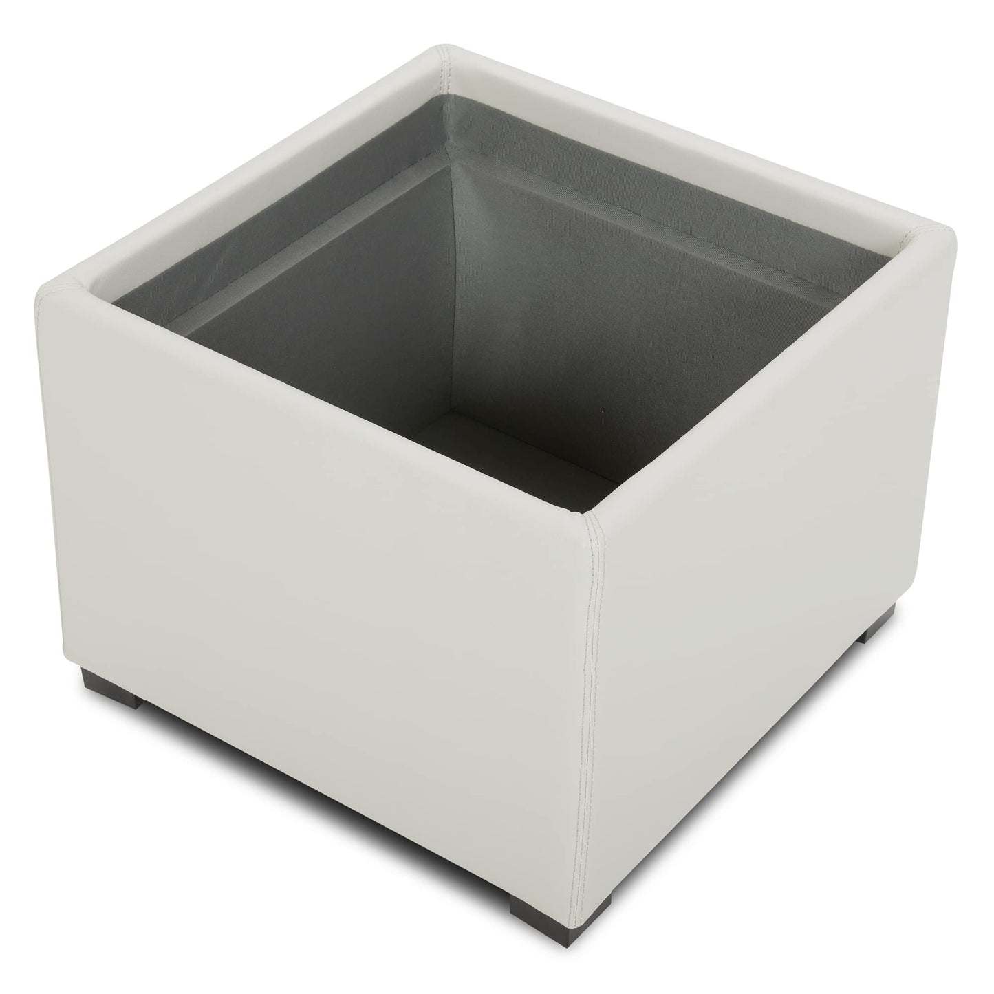 CHITA Storage Ottoman Cube with Tray Lid, Small Footstool with Storage, Square End Table for Living Room and Bedroom, Faux Leather in Saddle Brown
