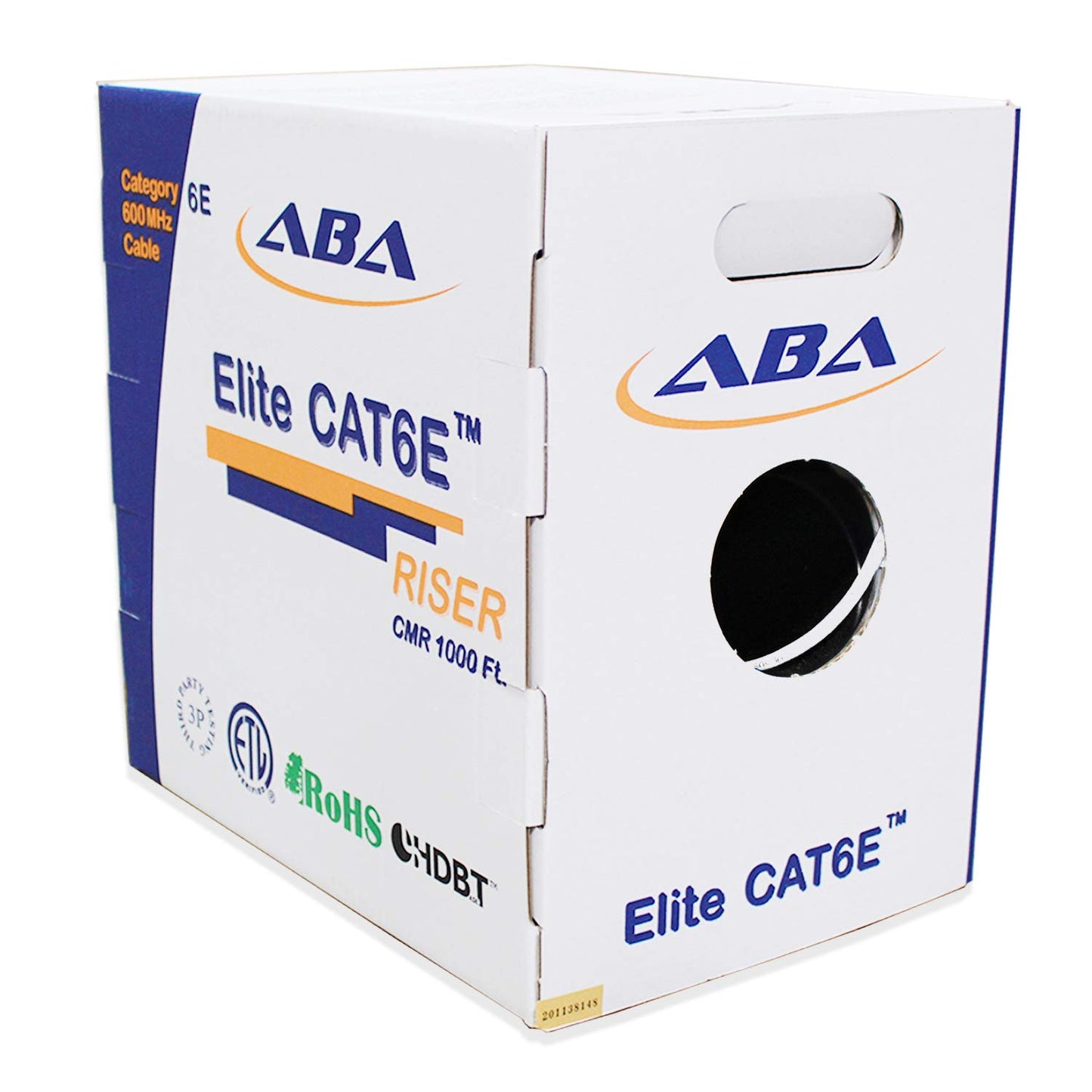 Elite Cat6 CMR Riser (CAT6e) Ethernet Cable 1000ft, 24AWG, Solid Bare Copper Wire, 600MHz, w/Spline(Noise Reducing Cross Separator), UL Certified, Bulk LAN Cable - Orange