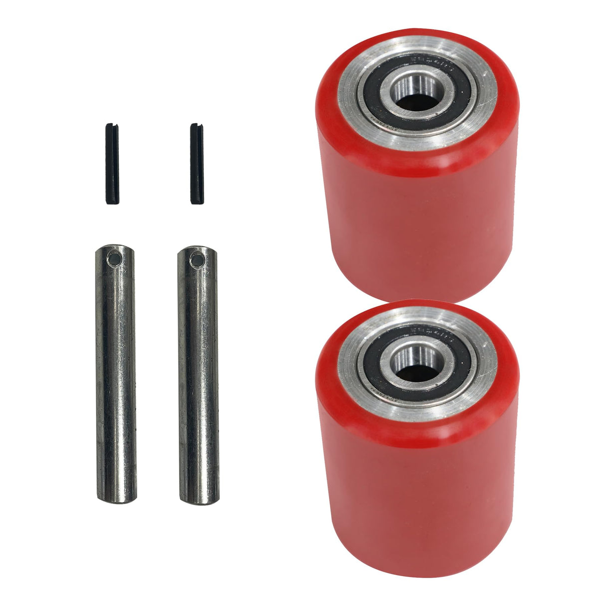 Tory Carrier Pallet Jack Load Wheel, Pre-installed Pallet Jack Roller, Nylon Wheels 3 inch x 3.7 inch, Sealed Precision Bearings ID 0.78 inch, Red- A Pair